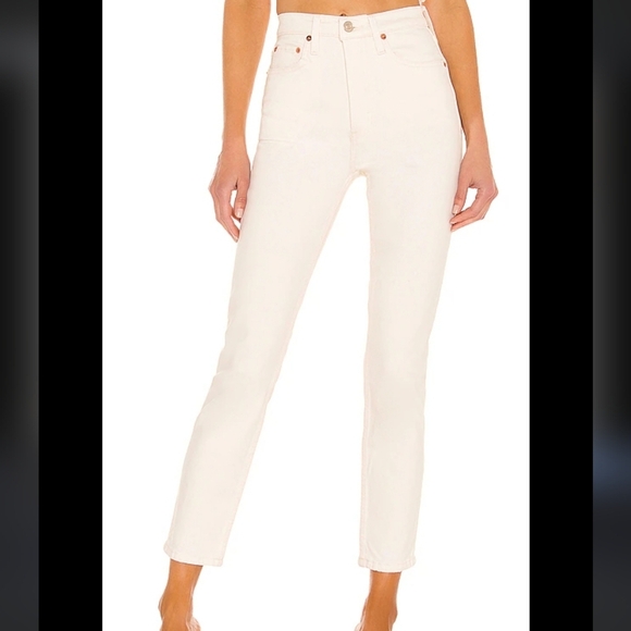 Re/Done Denim - RE/DONE 90s High Rise Ankle Crop Vintage White